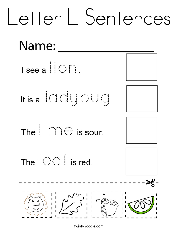 Letter L Sentences Coloring Page