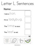Letter L Sentences Coloring Page