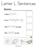Letter L Sentences Coloring Page