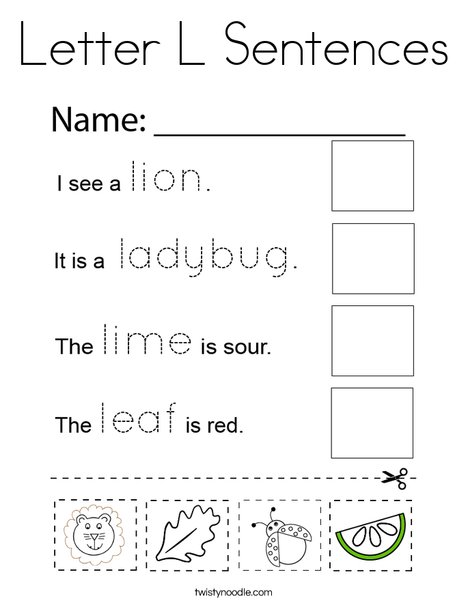 Letter L Sentences Coloring Page