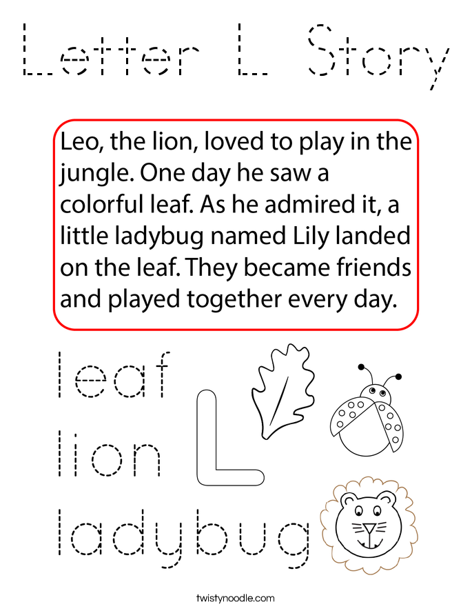 Letter L Story Coloring Page