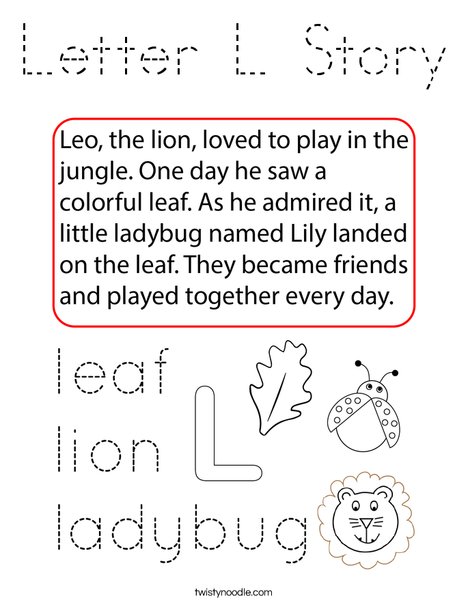 Letter L Story Coloring Page