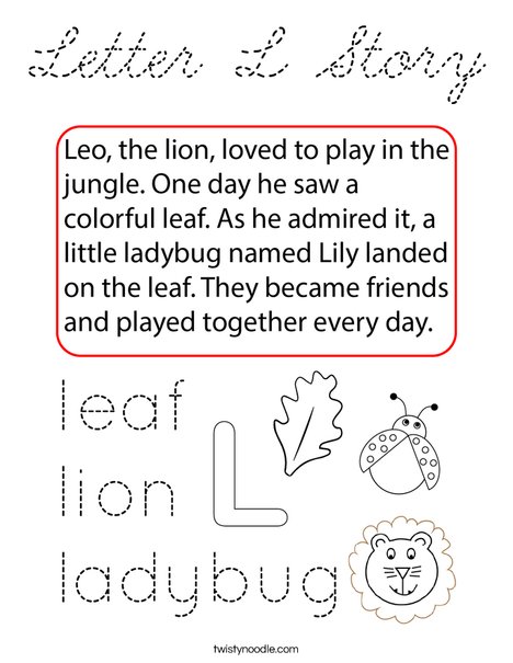 Letter L Story Coloring Page