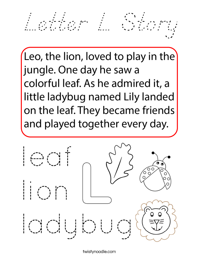 Letter L Story Coloring Page