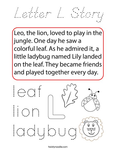 Letter L Story Coloring Page