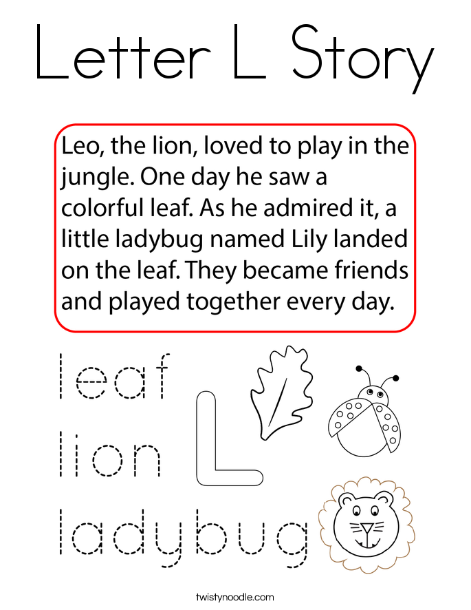 Letter L Story Coloring Page
