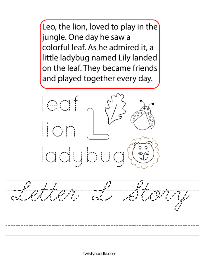 Letter L Story Worksheet