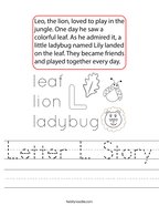 Letter L Story Handwriting Sheet