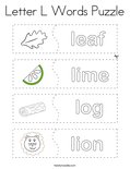 Letter L Words Puzzle Coloring Page