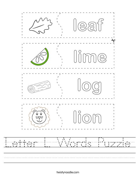 Letter L Words Puzzle Worksheet