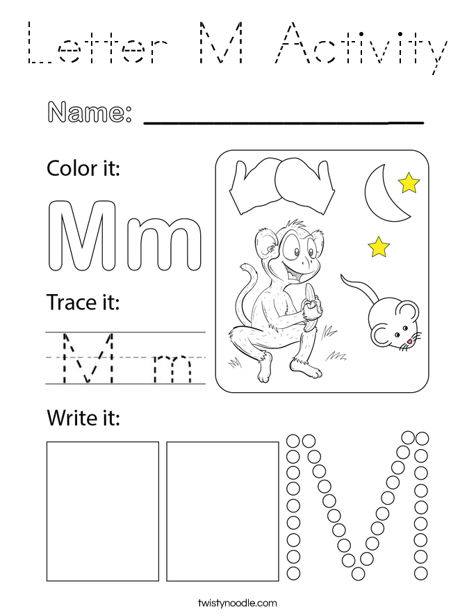Letter M Activity Coloring Page