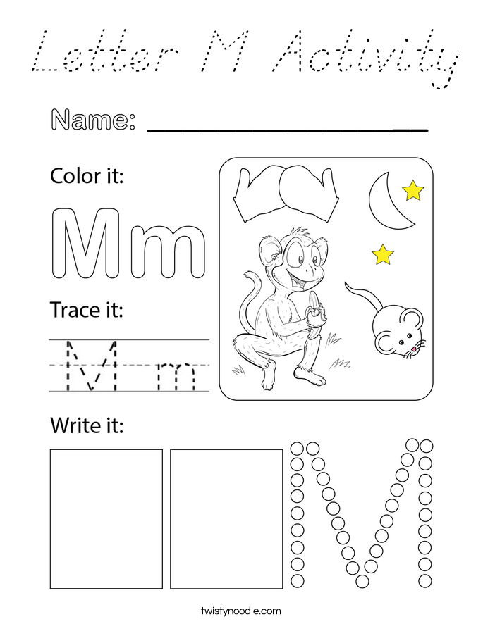 Letter M Activity Coloring Page D Nealian Twisty Noodle letter-m-activity-coloring-page-d-nealian-twisty-noodle