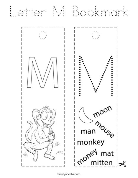 Letter M Bookmark Coloring Page