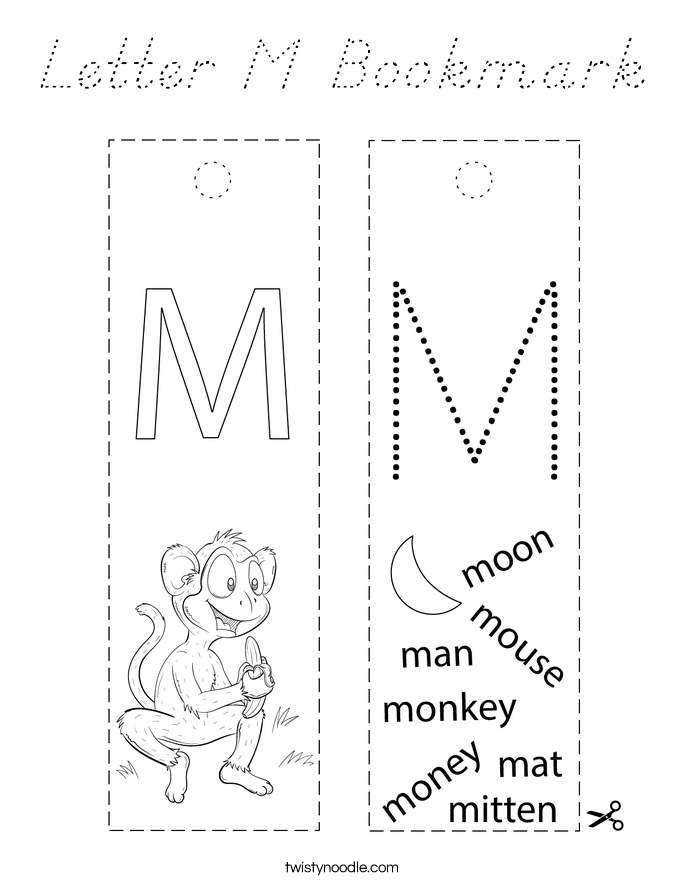 Letter M Bookmark Coloring Page