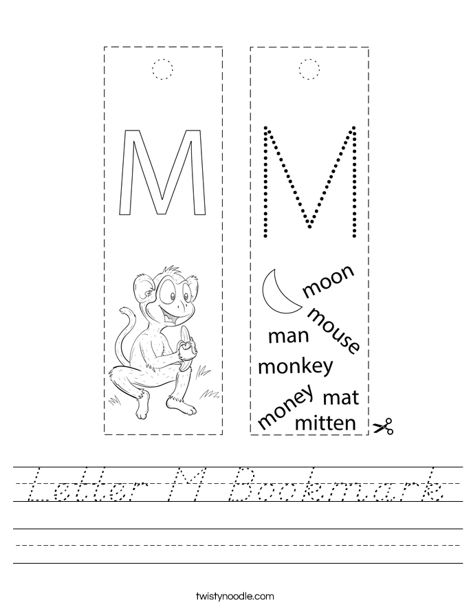 Letter M Bookmark Worksheet