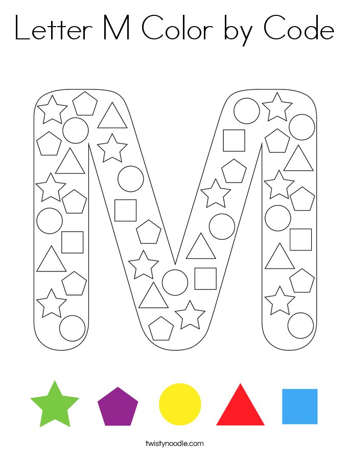 Letter M Color by Code Coloring Page