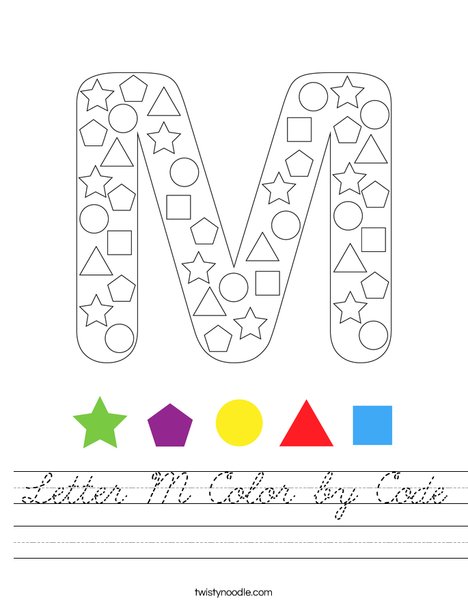 Letter M Color by Code Worksheet
