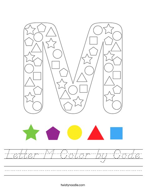 Letter M Color by Code Worksheet