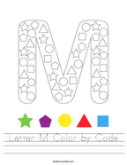 Letter M Color by Code Handwriting Sheet