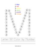 Letter M Color by Number Worksheet