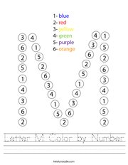 Letter M Color by Number Handwriting Sheet
