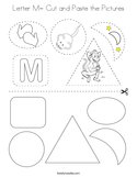 Letter M- Cut and Paste the Pictures Coloring Page