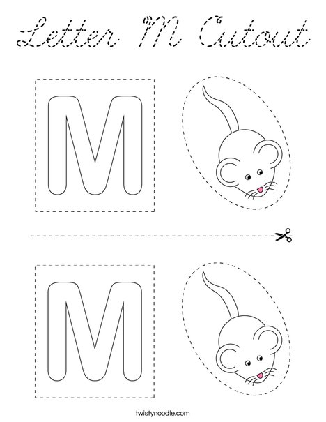 Letter M Cutout Coloring Page