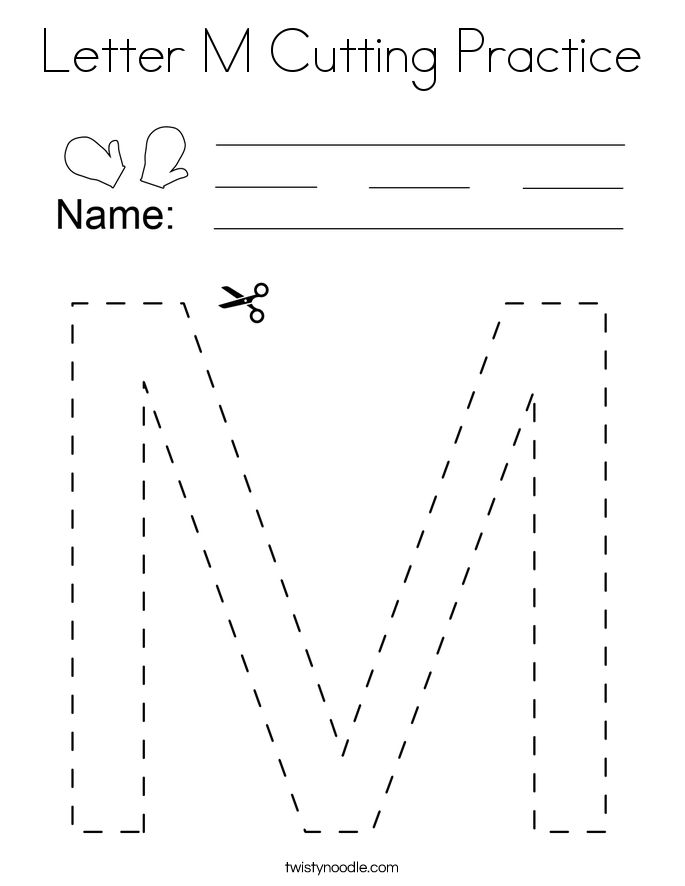 Letter M Cutting Practice Coloring Page