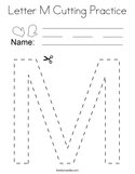 Letter M Cutting Practice Coloring Page