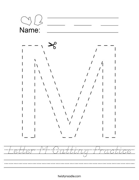Letter M Cutting Practice Worksheet