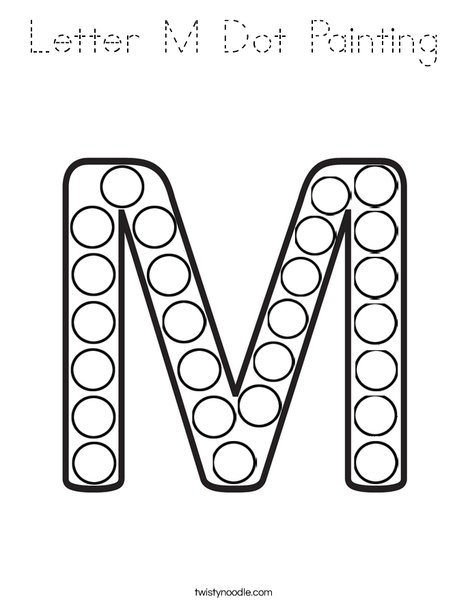Letter M Dot Painting Coloring Page