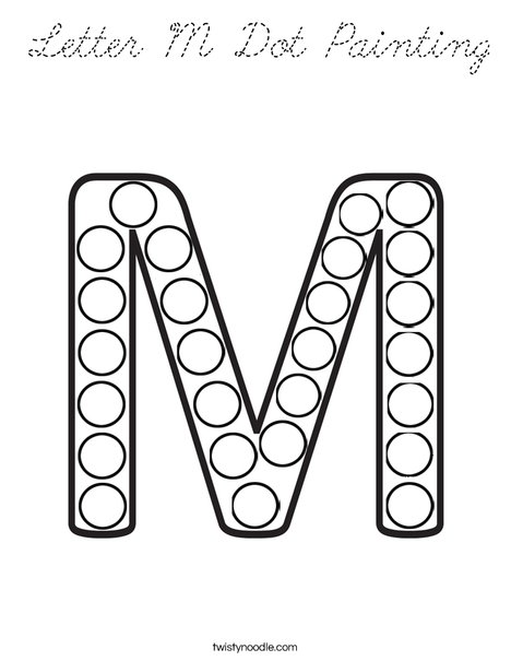 Letter M Dot Painting Coloring Page