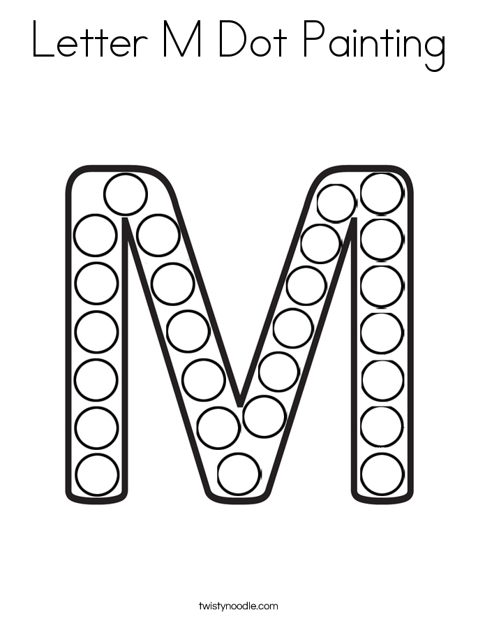 letter m dot painting coloring page twisty noodle