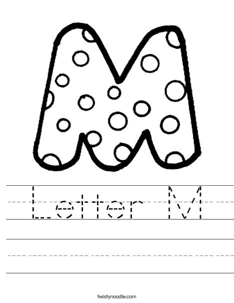letter m worksheet twisty noodle