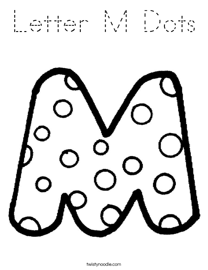 letter m dots coloring page tracing twisty noodle