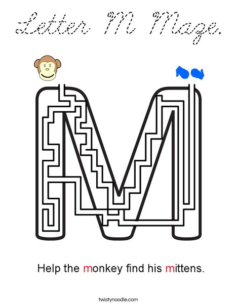 Letter M Maze. Coloring Page