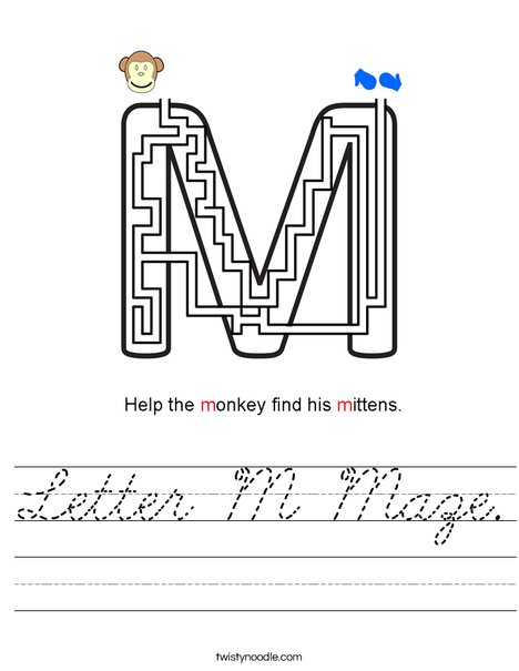 Letter M Maze. Worksheet