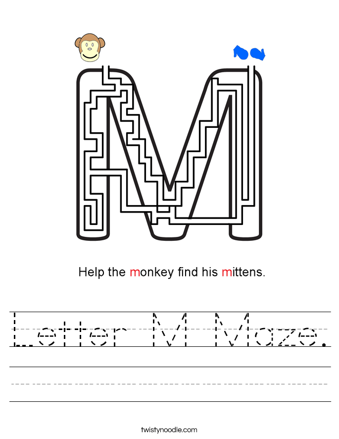 Letter M Maze. Worksheet