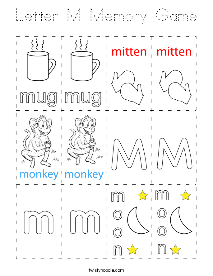 Letter M Memory Game Coloring Page