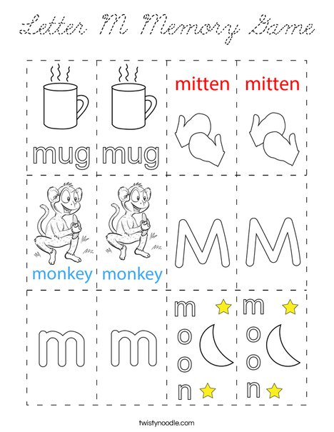 Letter M Memory Game Coloring Page
