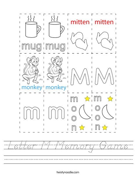 Letter M Memory Game Worksheet