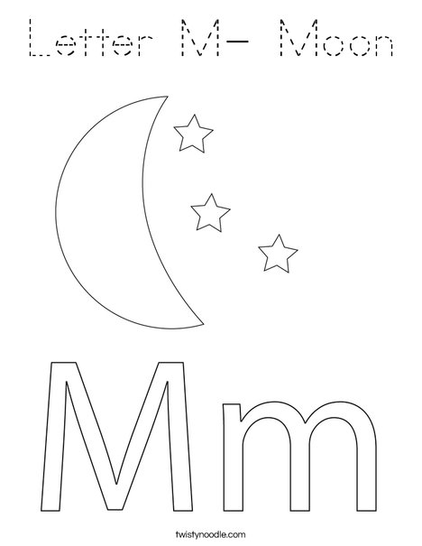 Letter M- Moon Coloring Page
