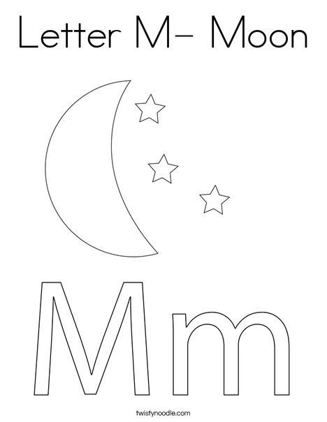 Letter M- Moon Coloring Page - Twisty Noodle