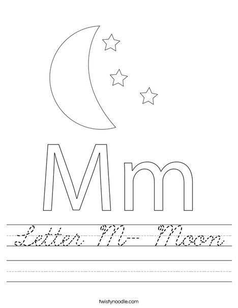 Letter M- Moon Worksheet
