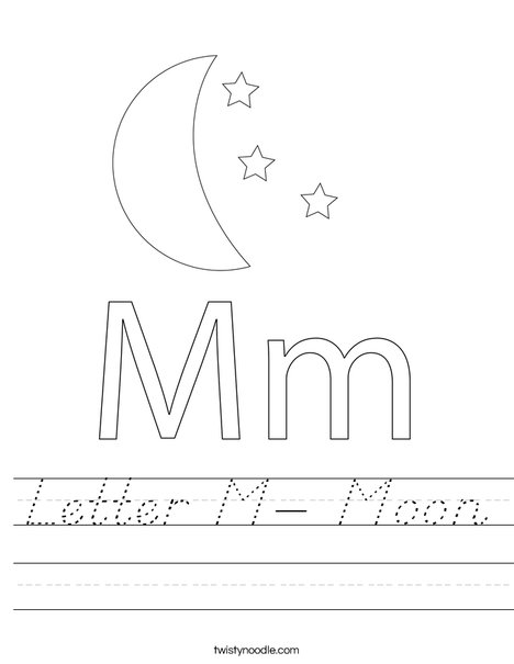 Letter M- Moon Worksheet