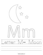 Letter M- Moon Handwriting Sheet