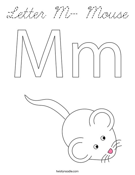 Letter M- Mouse Coloring Page