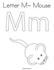Letter M- Mouse Coloring Page