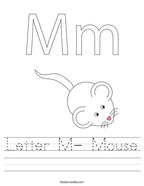 Letter M- Mouse Handwriting Sheet