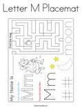 Letter M Placemat Coloring Page